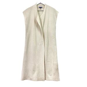 Eileen Fisher Ivory Cream Knit Silk Cotton Blend Duster Vest Cardigan sz Medium
